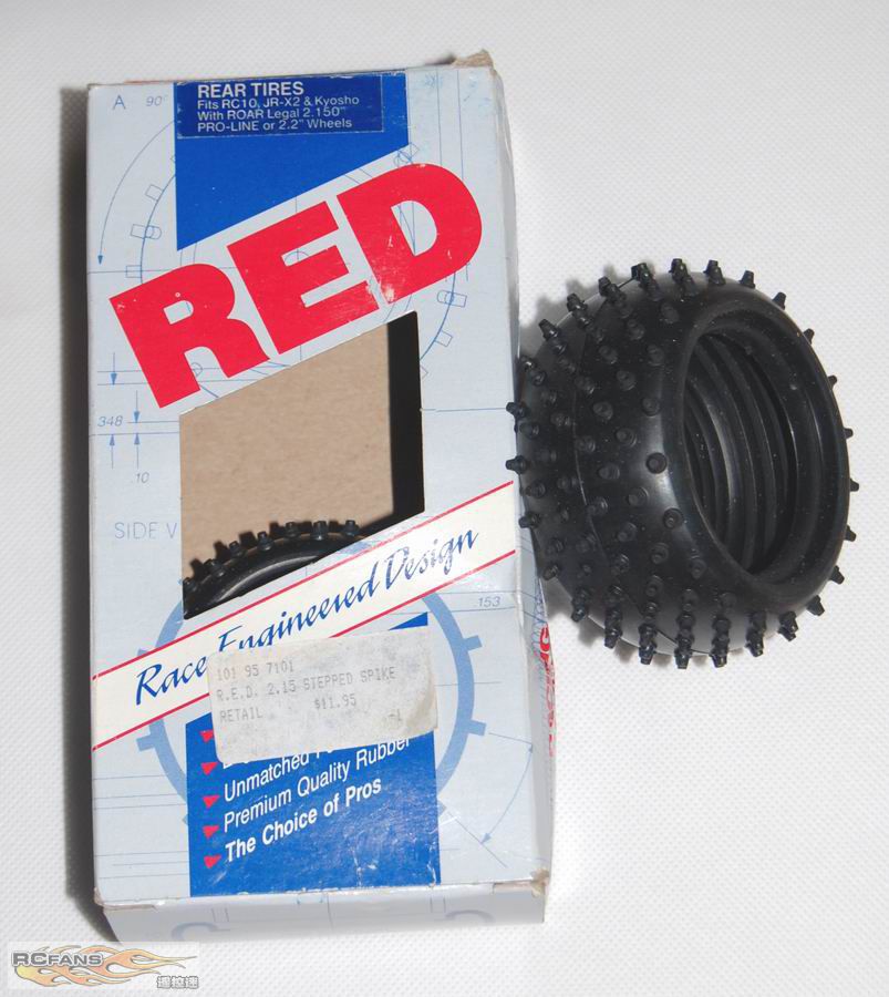 Proline 7101 2.2 red stepped spike rear tire for rc10 jrx2 ultima.JPG