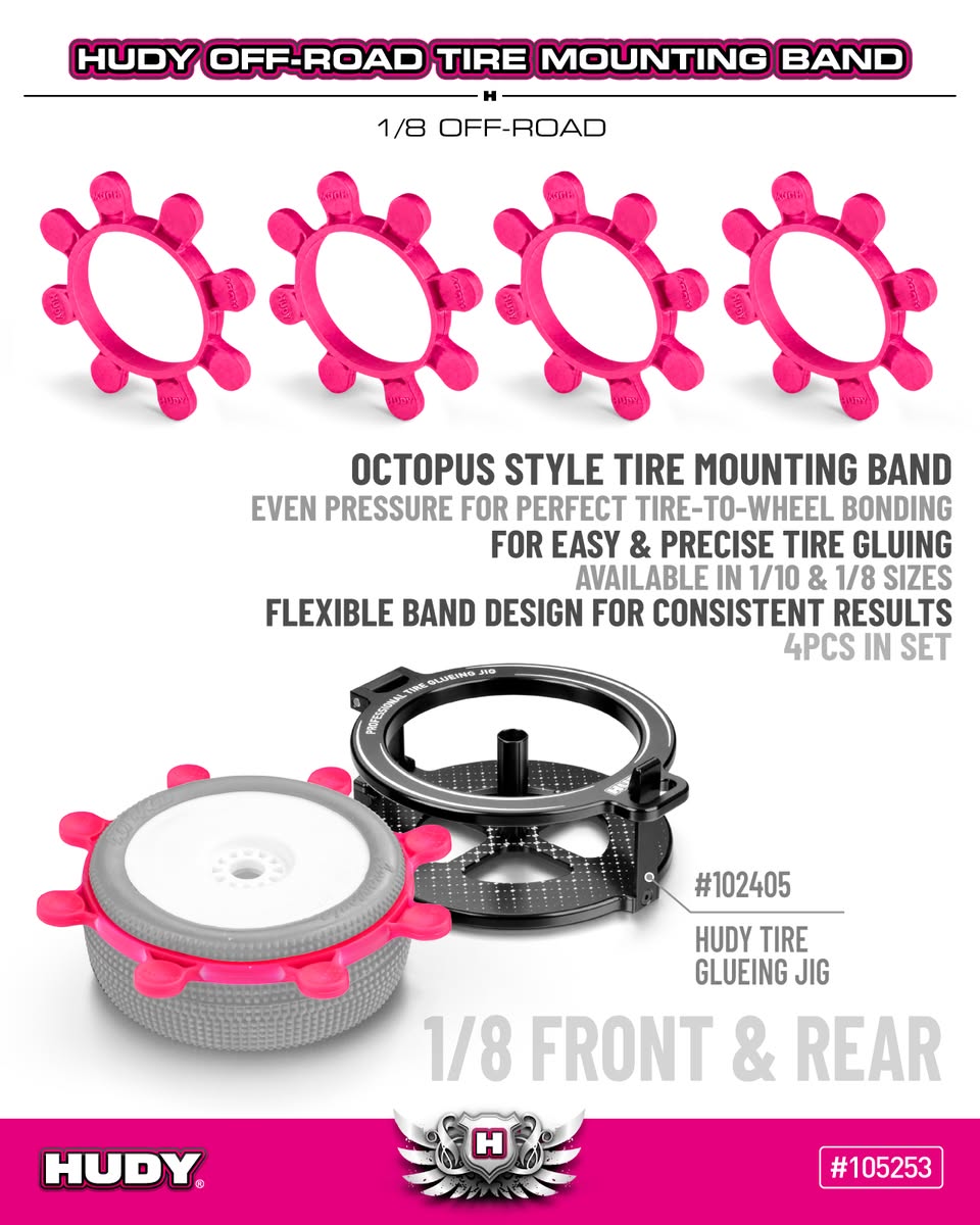 HUDY Mounting Band Octopus Purple 105253 1/8 Buggy Tire Gluing Tool