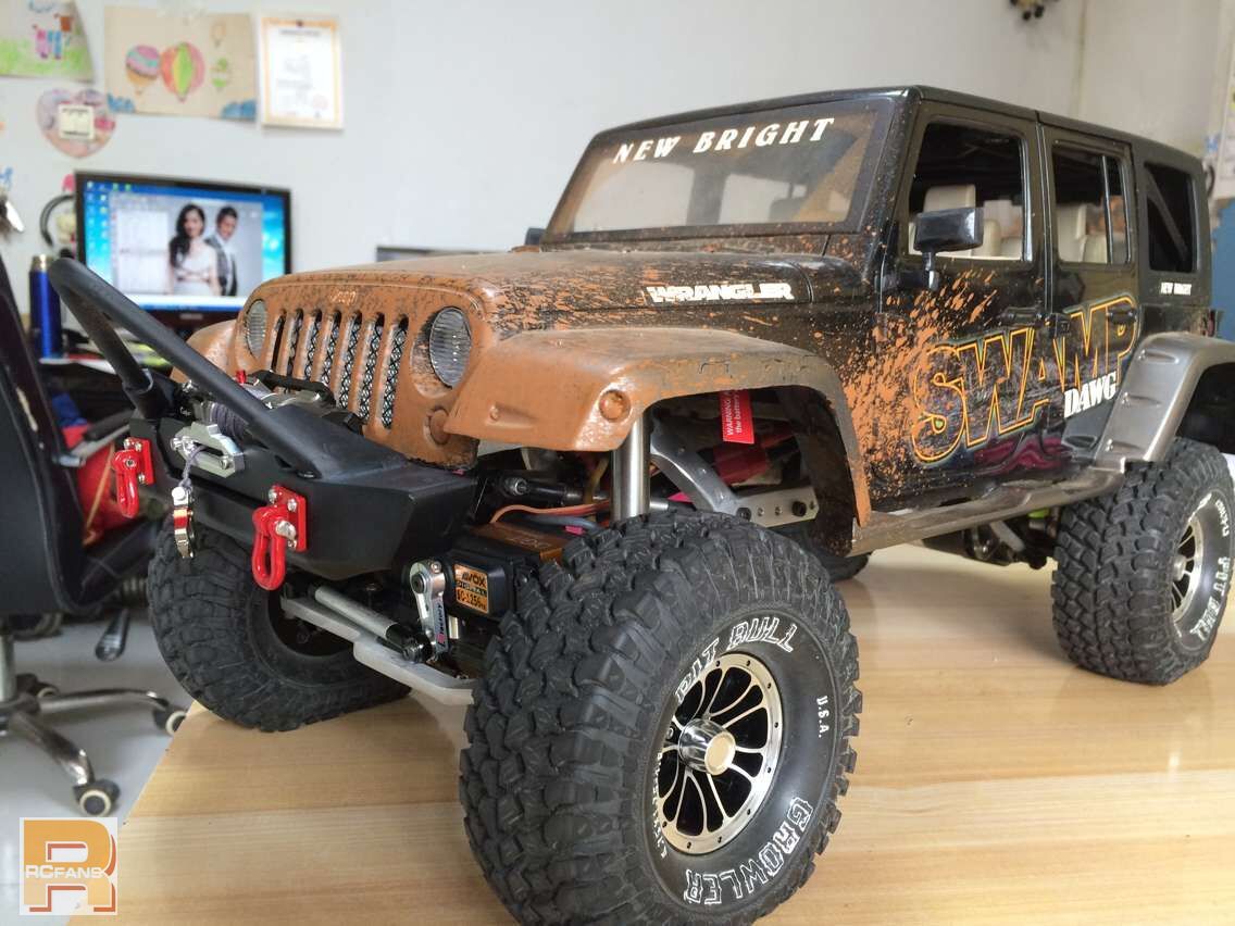 capo双电机绞盘.加自制毒刺保险杠,1/10牧马人安装